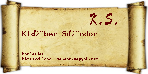 Kléber Sándor névjegykártya